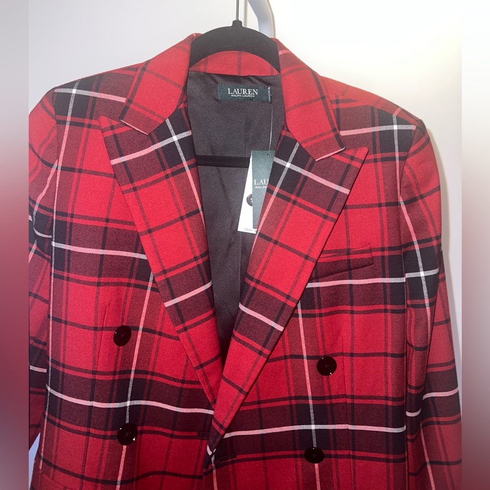 LAUREN Ralph Lauren Women’s  Red Plaid Blazer size 4 - Picture 3 of 16